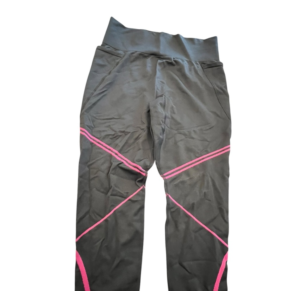 Livi Women's Seamless 7/8 High Rise Leggings 14/16 Sporty Gym Active Black‎ Pink - Picture 3 of 12